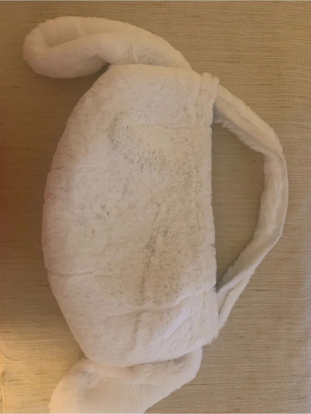 Girls 16” Plush White Bunny with ears Accessory Bag - Soft Faux Fur
